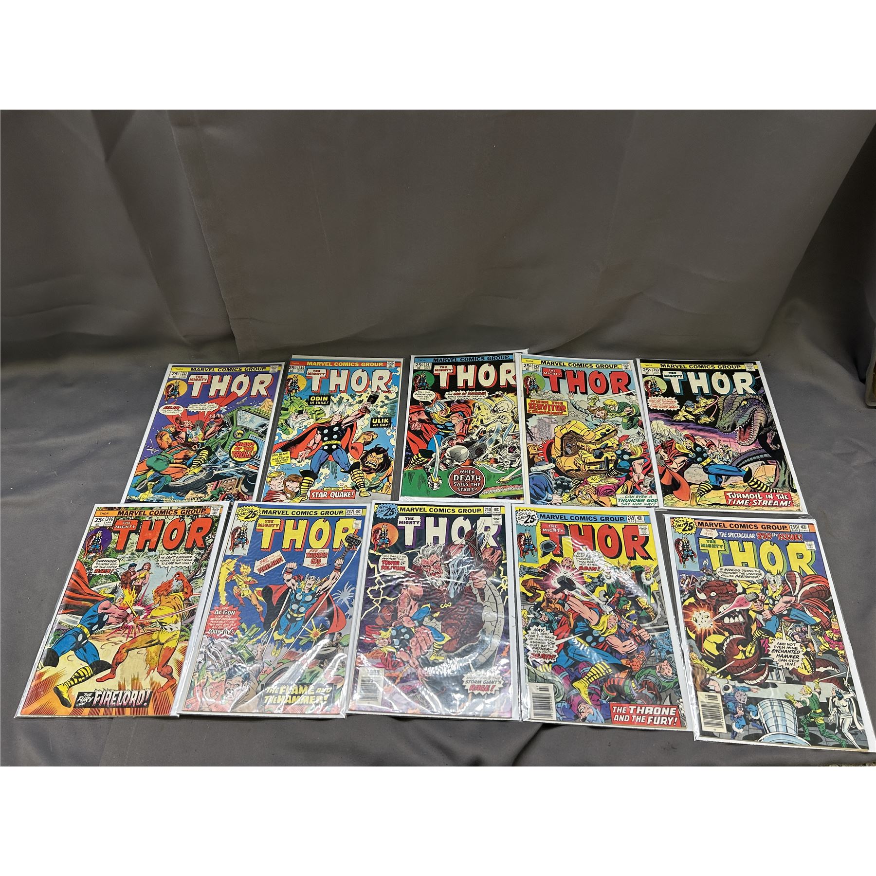 Lot of 10 Thor Marvel Comics Issues Ranging from #237-250