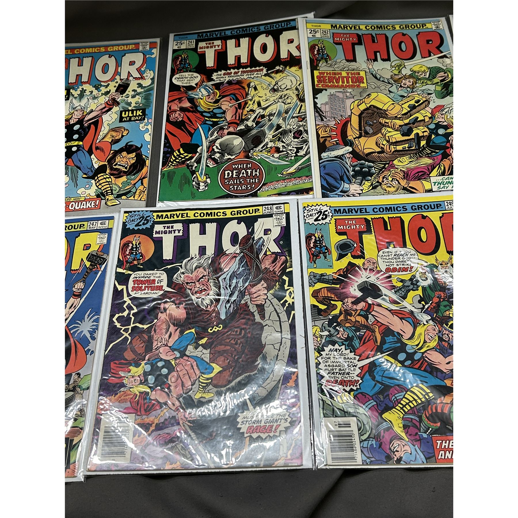 Lot of 10 Thor Marvel Comics Issues Ranging from #237-250