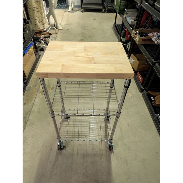 Butcher Block Top Kitchen Cart