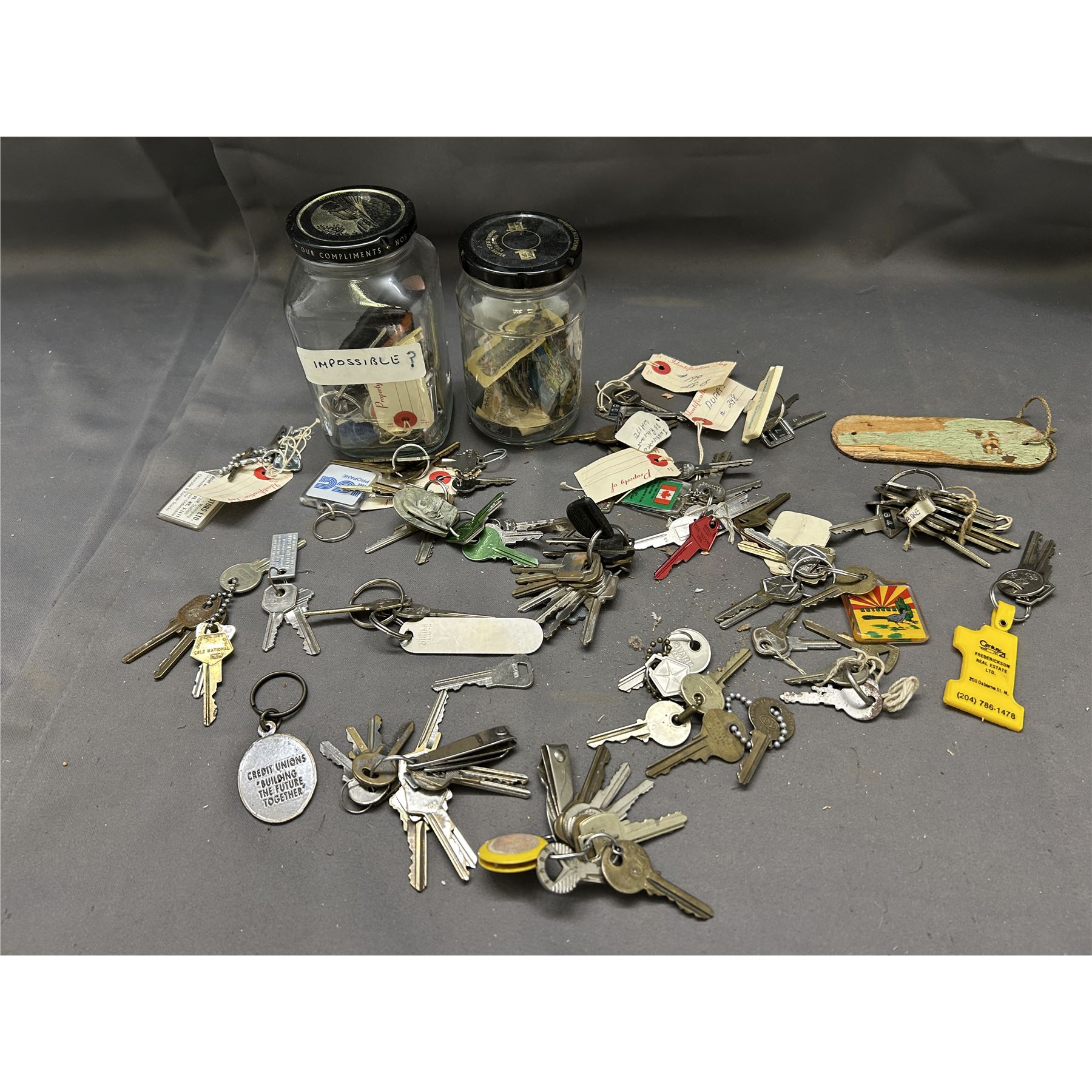 Lot of Assorted Vintage Keys, Keychains