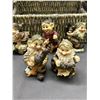 Image 2 : Lot of 6 Dwarves Resin Figurines and Wicker Basket