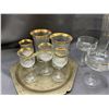 Image 2 : Lot of Gold Accent Glassware Cups, Tray, Etc