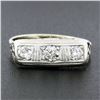 Image 2 : Antique Edwardian Platinum & 14K Gold 0.35 ctw Diamond Filigree 3 Stone Band Rin