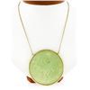 Image 1 : 25" Vintage 14k Gold Large Carved Pierced Green Jade Medallion Pendant Necklace