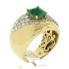 Image 9 : Estate 14k Gold 2 ctw Green Emerald & Diamond Wide Unique Polished Cigar Band Ri