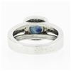 Image 7 : Fredric Sage 18k White Gold Round Sapphire Solitaire Pave Diamond Halo Band Ring