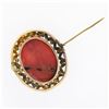 Image 4 : Large Antique Victorian GIA Carved Red Coral Cameo w/ 14k Gold Open Frame Brooch