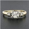 Image 2 : Antique 14k Gold & Palladium 0.60 ctw Old Diamond Squared Setting Engagement Rin