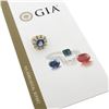 Image 1 : Vintage 14K Gold GIA Ceylon No Heat Cushion Sapphire & Diamond Halo Platter Ring