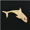 Image 2 : Vintage 14K Gold Textured Florentine Finish Diving Fish w/ Ruby Eye Brooch Pin