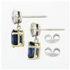 Image 5 : NEW 18k Gold 4.98 ctw GIA Oval Blue Sapphire Bezel Diamond Drop Dangle Earrings