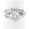 Image 2 : Vintage 14k Gold GIA Round Diamond Baguette 2.94 ctw Engagement Wedding Ring Set