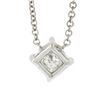 Image 6 : NEW 14k White Gold 0.41 ctw Princess Diamond Solitaire Petite Pendant Necklace