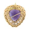 Image 3 : Antique Victorian 14k Gold Large Heart Amethyst & Diamond Enamel Brooch Pendant