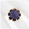 Image 3 : Antique 14k Gold 13.5mm Round Synthetic Alexandrite Belcher Prong Solitaire Ring
