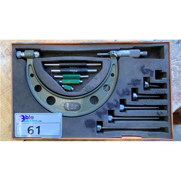 MITUTOYO 104-161A OUTSIDE MICROMETER WITH INTERCHANGEABLE ANVILS IN CASE