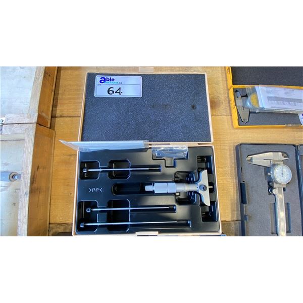 MITUTOYO MECHANICAL DEPTH MICROMETER IN CASE