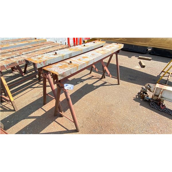 PAIR OF CUSTOM BUILT STEEL SAW HORSES APPROX 6'L X 3'H