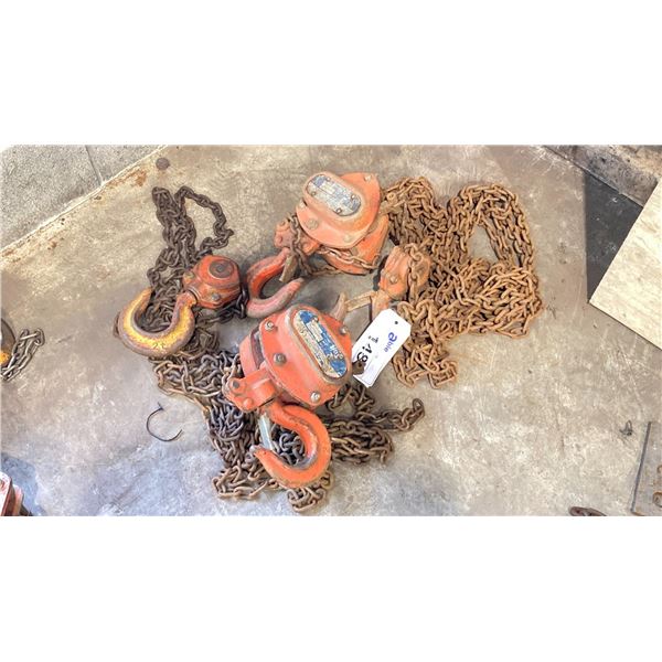 PAIR OF 2 TON INDUSTRIAL CHAIN HOISTS