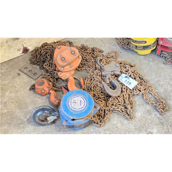 TRALIFT 3 TON INDUSTRIAL CHAIN HOIST & UNKNOWN CHAIN HOIST