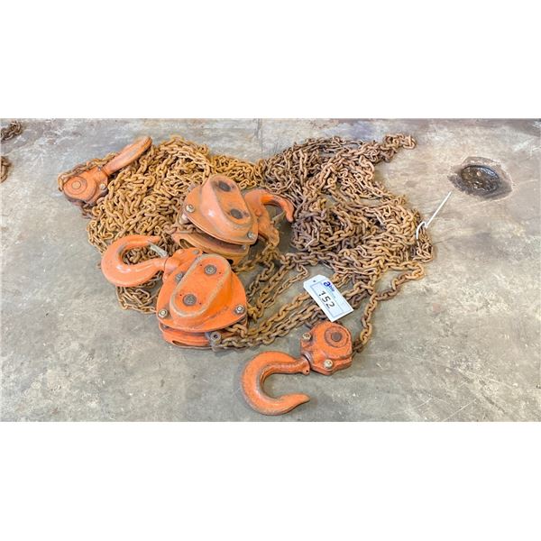 PAIR OF INDUSTRIAL 3 TON CHAIN HOISTS