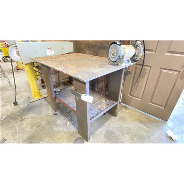 1/2" STEEL TOP WELDERS TABLE WITH SAMONA 8" BENCH GRINDER MODEL NUMBER 0306