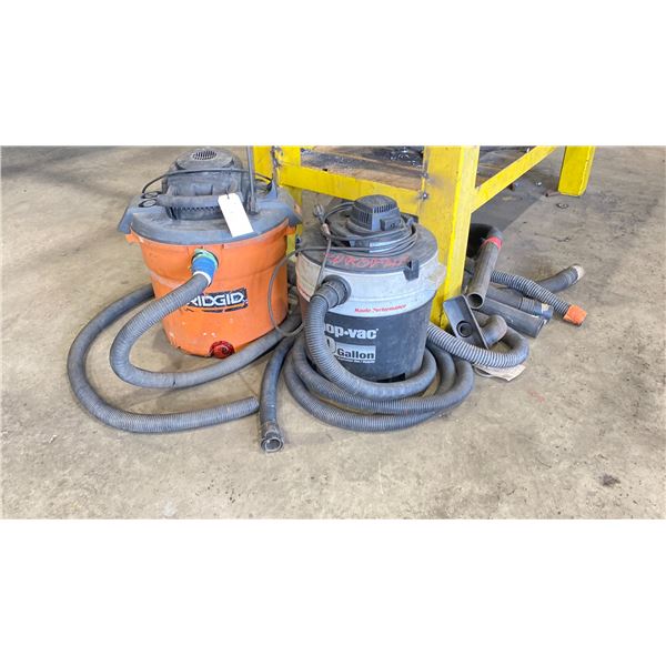 RIGID SHOP VAC & 10 GALLON SHOP VAC WITH ASSORTED HOSES