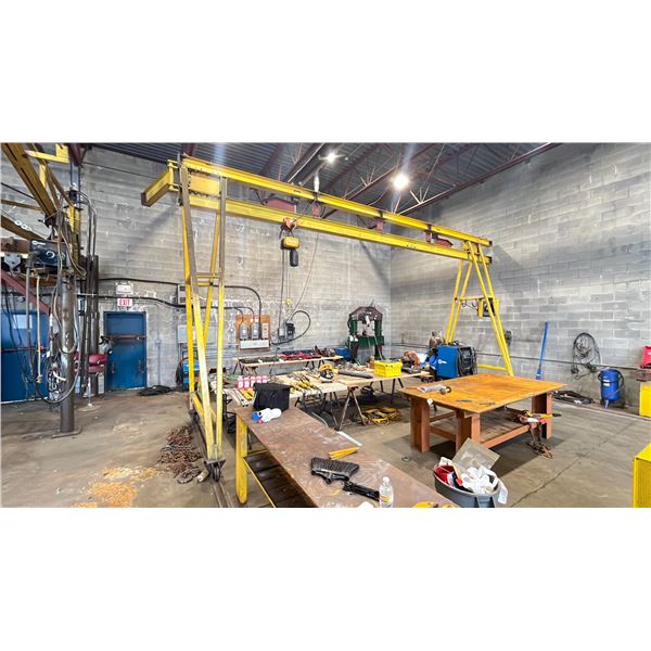 1 TON INDUSTRIAL A" FRAME OVERHEAD CRANE WITH GIS 1/2 TON ELECTRIC HOIST APPROX 20'L X 8'W X 14'H