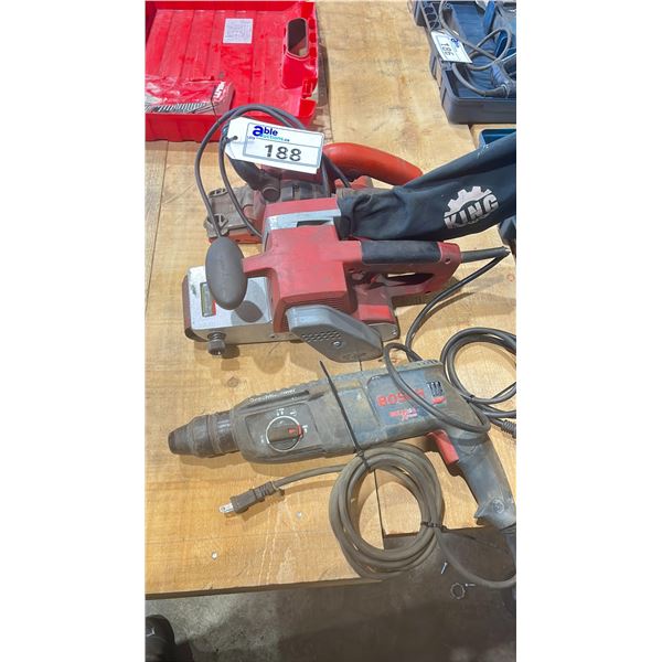 GROUP OF 3 ELECTRIC POWER TOOLS INCLUDING 2 SANDERS & 1 BOSCH HAMMER DRILL
