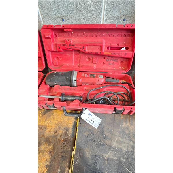 MILWAUKEE 1 1/2" SUPER HAWG ELECTRIC GRINDER IN HARD TRANSPORT CASE