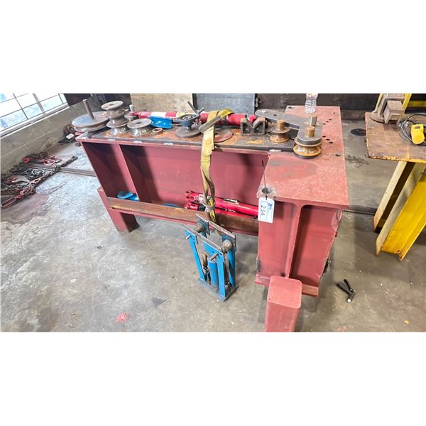 CUSTOM MADE METAL SHOP WORK TABLE WITH STORAGE *CONTENTS INCLUDED*