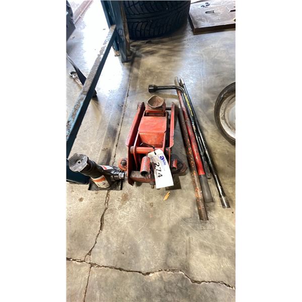 ORANGE HYDRAULIC FLOOR JACK & BLACK HYDRAULIC JACK STAND