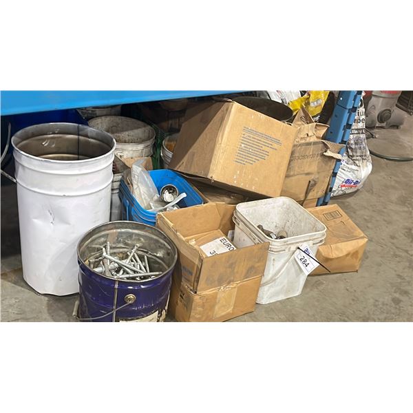 LARGE GROUP OF ASSORTED HARDWARE- BOLTS, SCREWS, FITTINGS & MORE