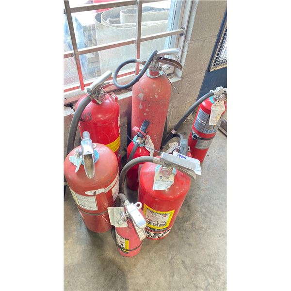LOT OF APPROX 8 ASSORTED FIRE EXTINGUISHERS
