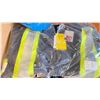 Image 2 : HI-VIZ FLEECE HOODIE SZ.XL, (4) HI-VIZ SECURITY VESTS AND BOX OF ORANGE RAINSHEILDS