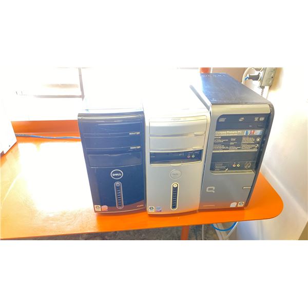 GROUP OF 3 COMPUTER TOWERS - (2) DELL AND (1) COMPAQ PRESARIO PC