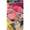 Image 3 : GROUP OF 14 STACKING CHAIRS - METAL WITH BURGUNDY PLASTIC SEATS