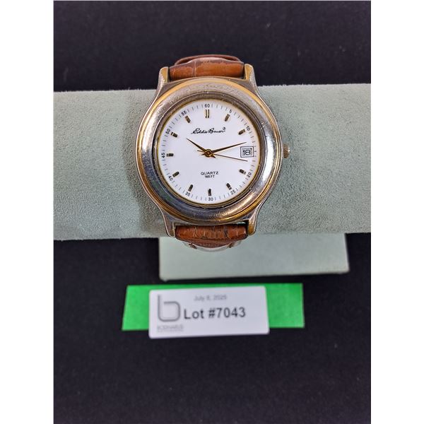 Eddie Bauer Quartz Watch - Brown Leather Strap - Working