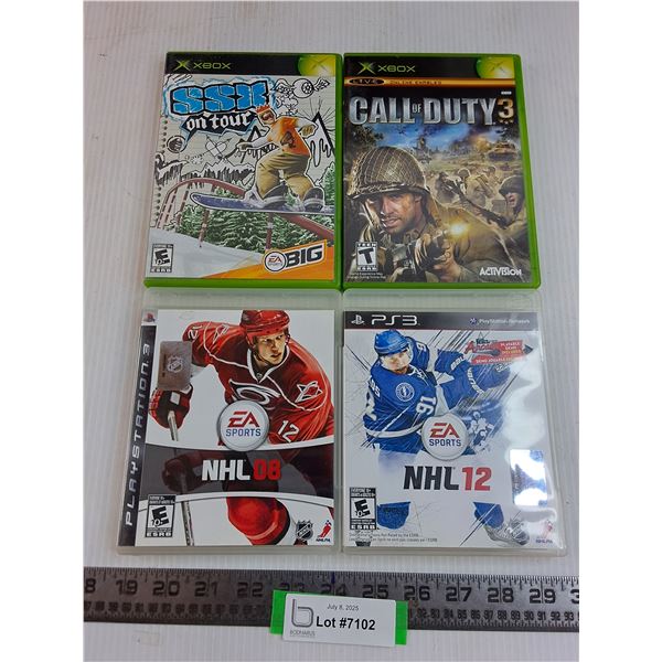 (4) Video Games (2-XBox "SSX on Tour, Call of Duty3"; 2-PS3 "NHL08, 12")