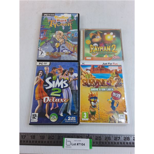 (4) PC Games (Tycoon, Sims2, Survivor2, Rayman2)