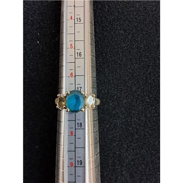 Ladies Ring .925 Silver with Blue Stone - Size 7