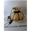 Image 1 : Vintage Glass Hanging Lamp with Switch- Working 17" Diameter, 12" Tall  -  PICK UP