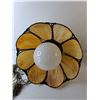 Image 2 : Vintage Glass Hanging Lamp with Switch- Working 17" Diameter, 12" Tall  -  PICK UP