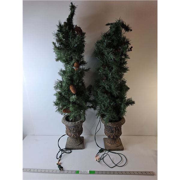 (2) Artificial Lighted Trees, Working 43" Tall  -  PICK UP