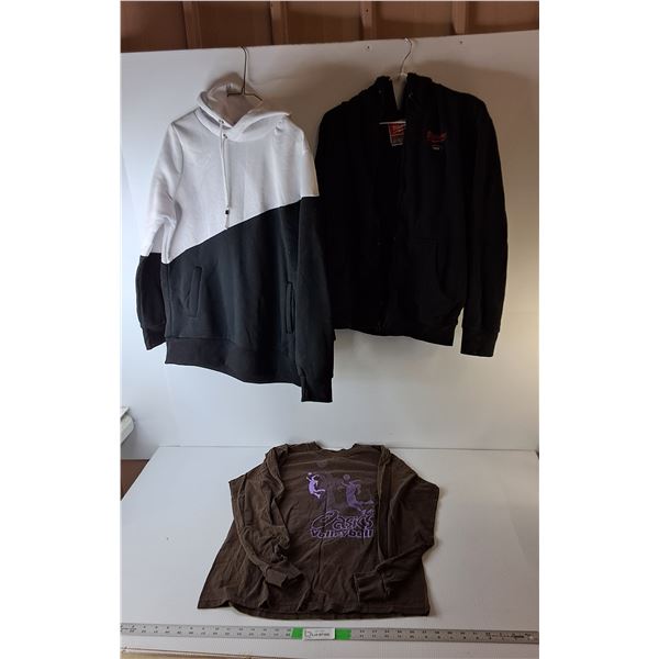 Milwaukee Sweater- M (Stuck Zipper), Mansilifei Sweater-3XL & Volleyball Shirt- M