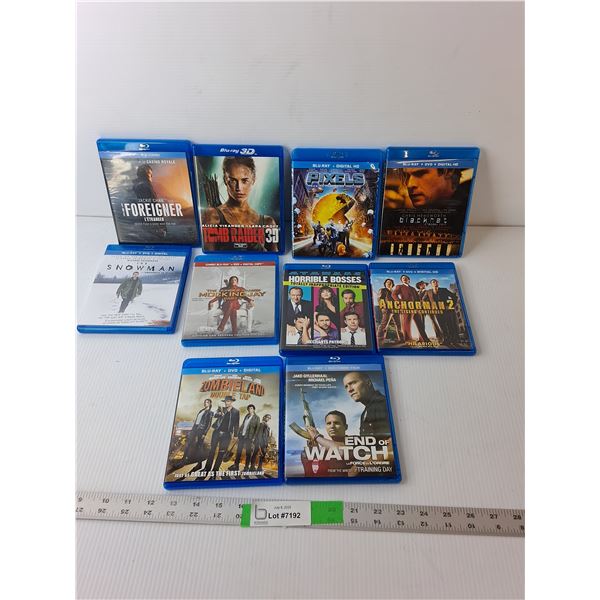 (10) Blu Ray Discs- Anchorman 2, Zombieland, Blackhat, Misc.