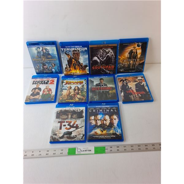 (10) Blu Ray Discs- Jumanji, T-34, Southpaw, Misc.