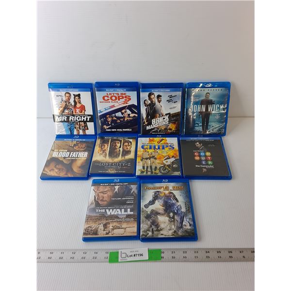 (10) Blu Ray Discs- The Commuter, Chips, Blood Father, Misc.