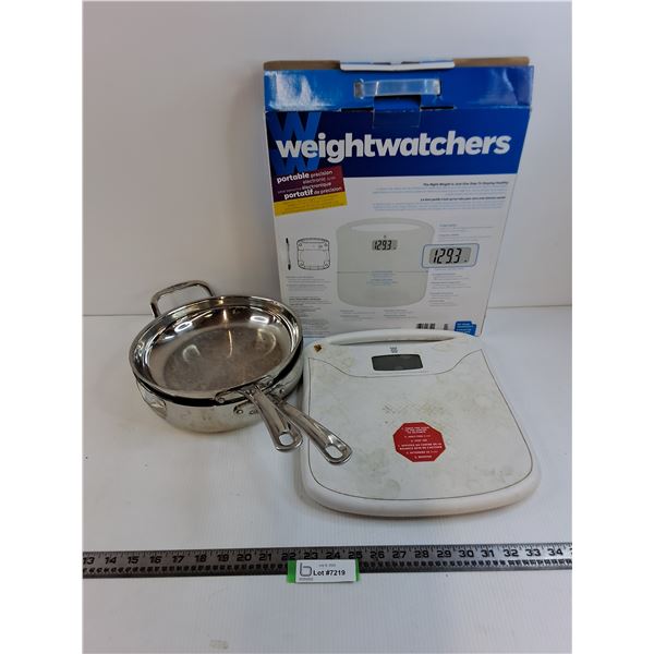 Weight Watchers Scale - No Power, Likely Dead Battery, (2) Cuisinart Fry Pans