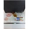 Image 1 : Pink Glass Platter, Assorted Tumblers, Bird Bath De-Icer - Untested